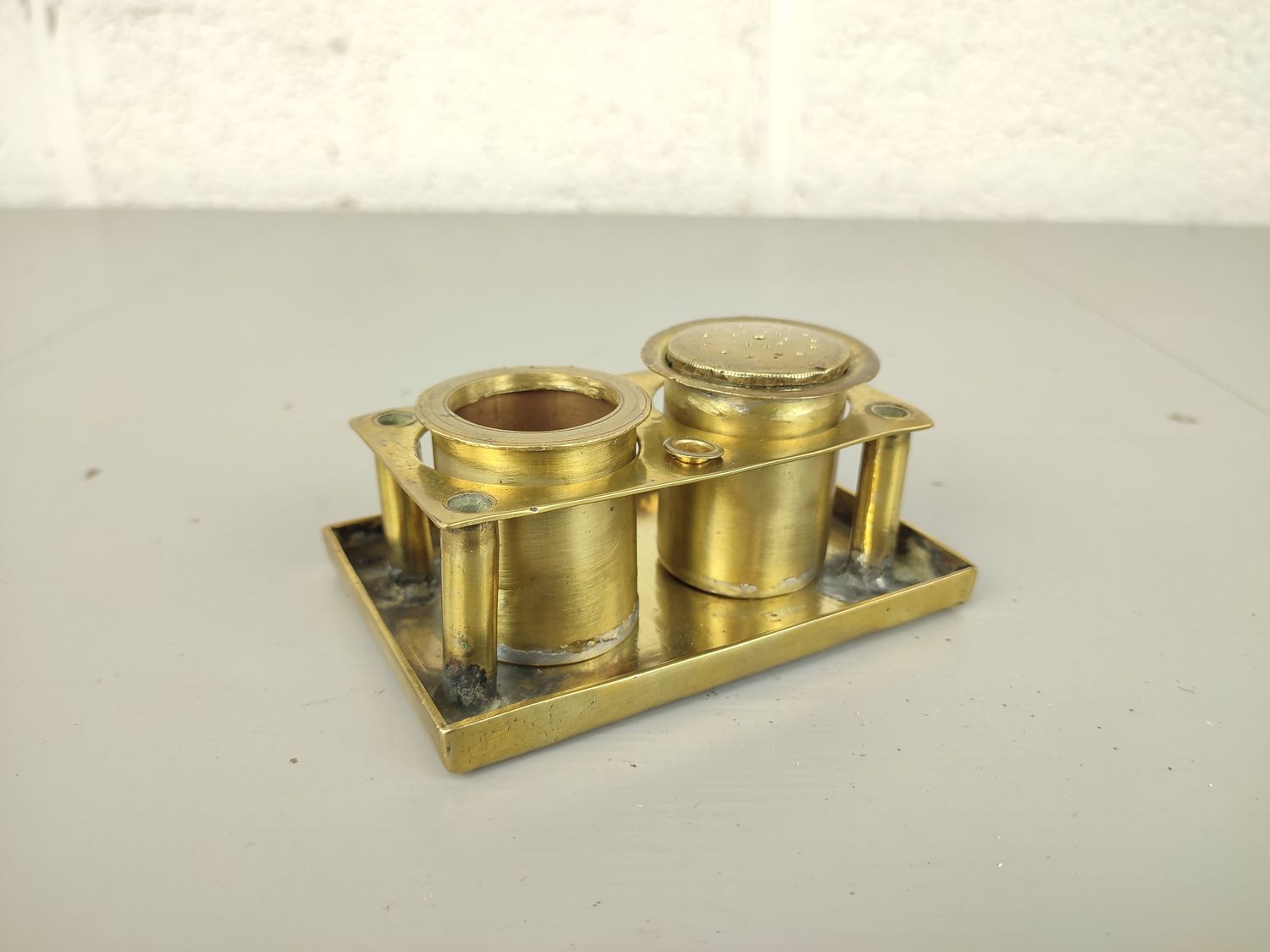 Antique brass ink stand