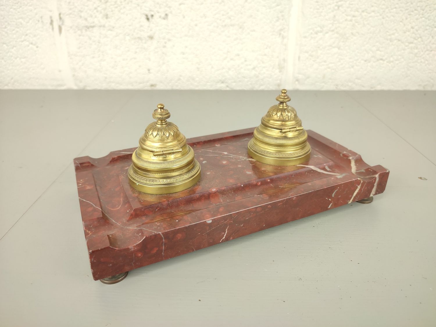 Antique marble &amp; bronze inkstand