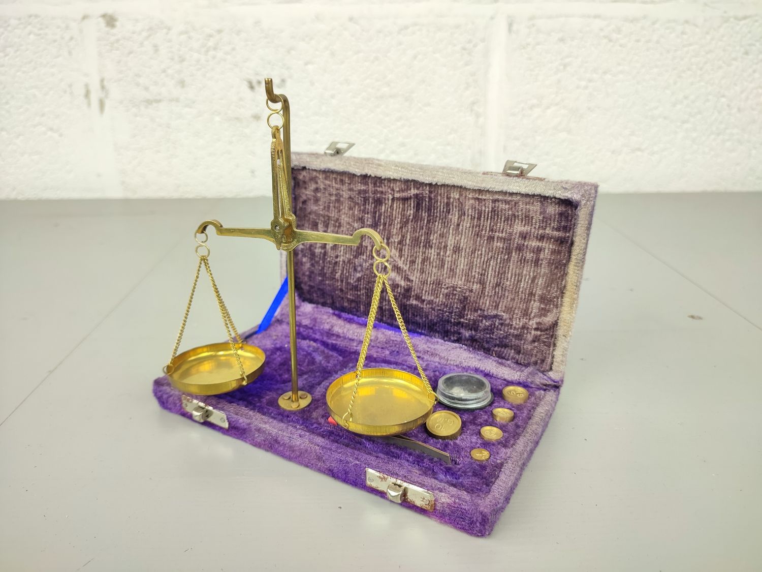 Vintage scales in velvet box