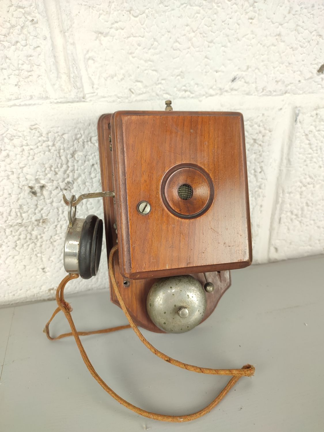 Antique wooden telephone
