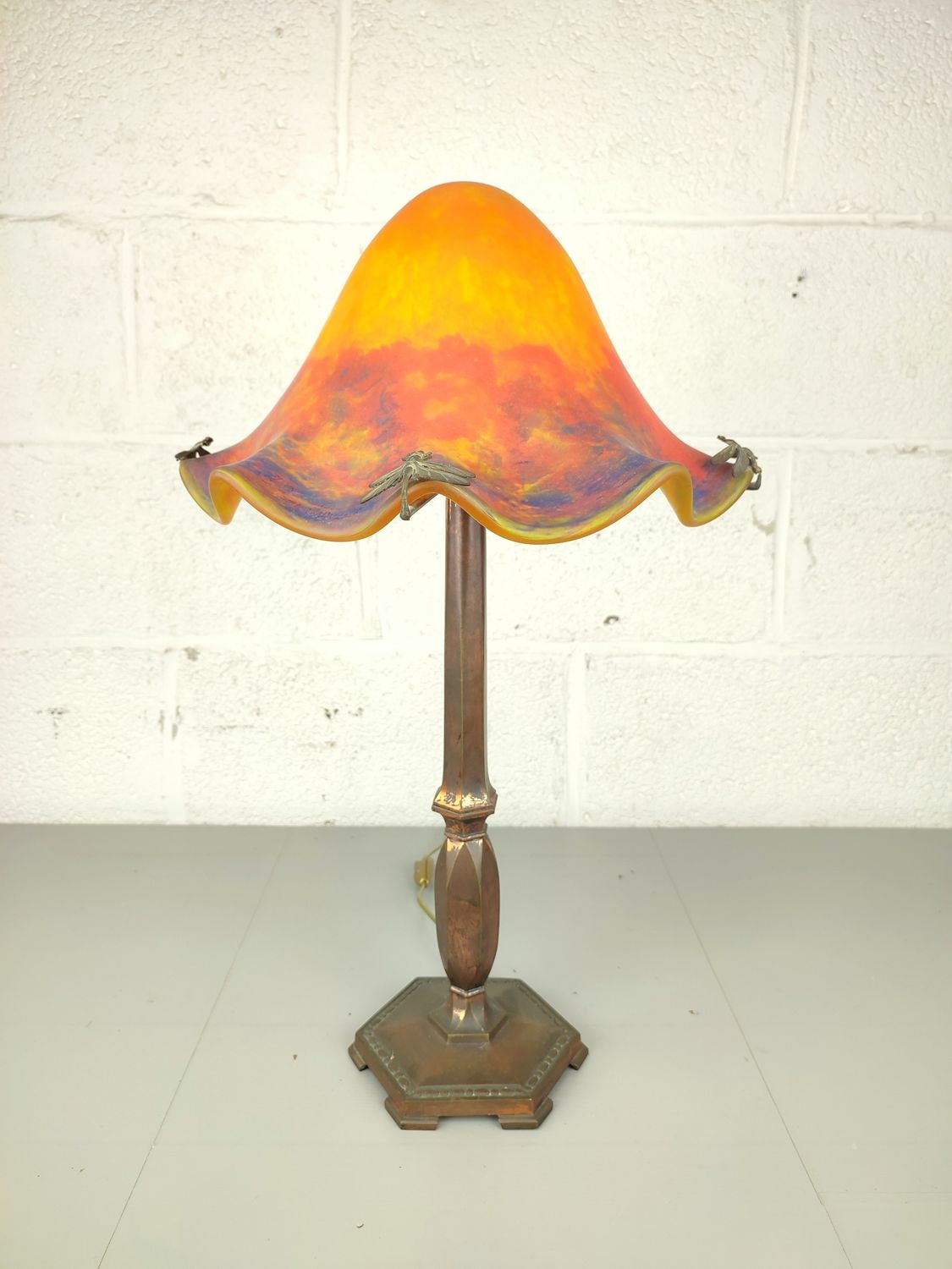 Large glass paste lamp by Le Verre Francais / Schneider