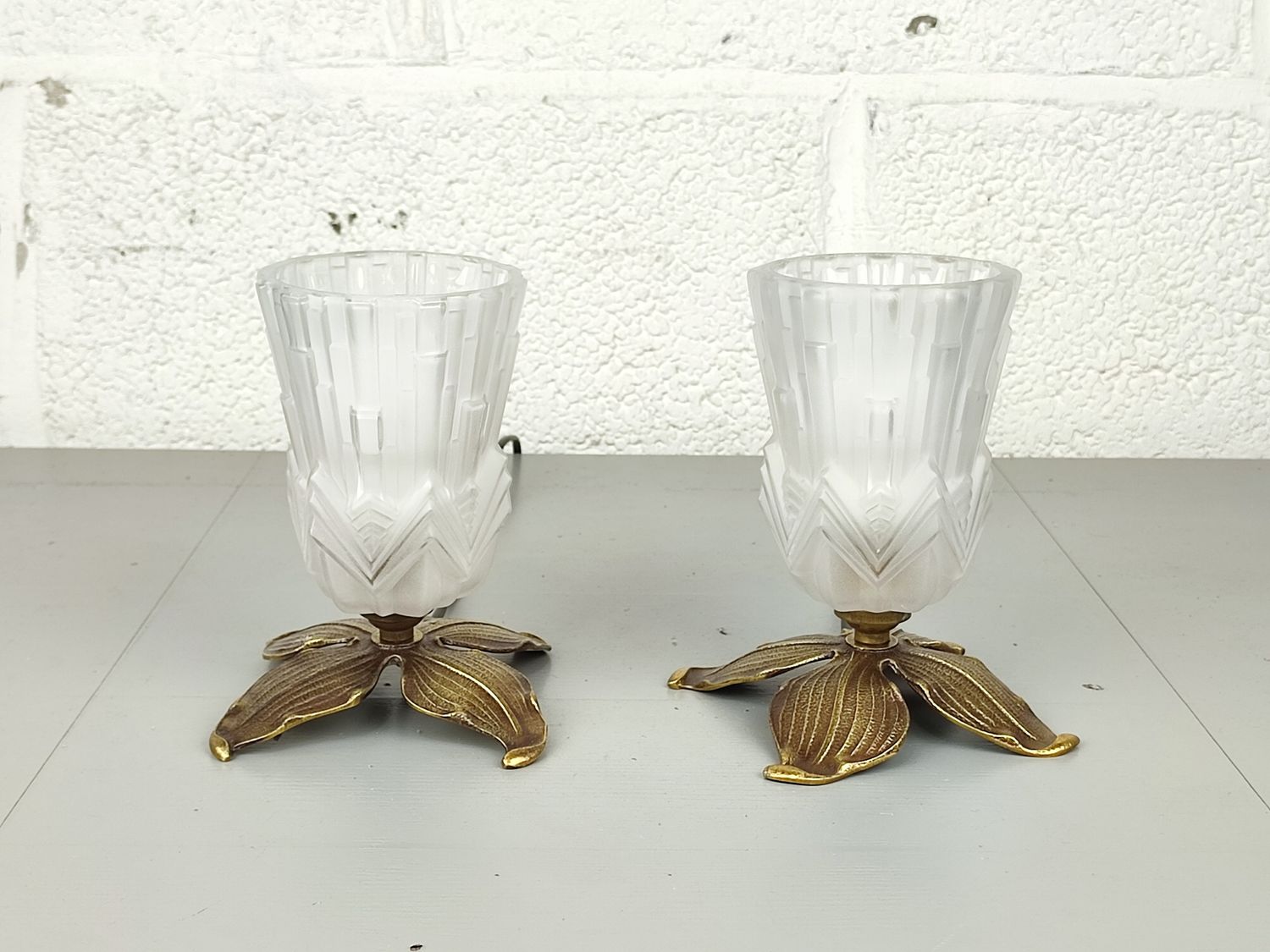 Pair of antique art deco table lamps