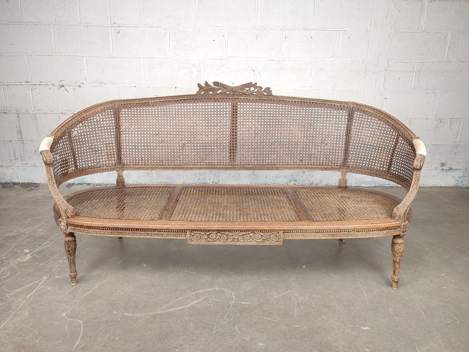 Antique wooden Louis XVI bench
