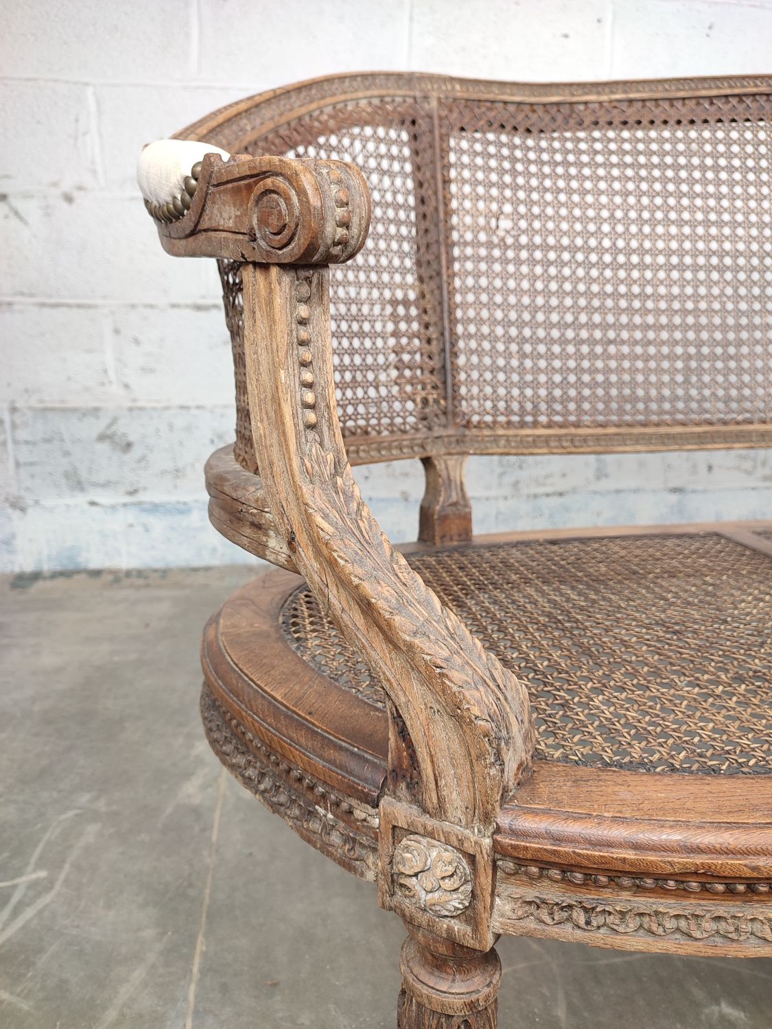 Antique wooden Louis XVI bench