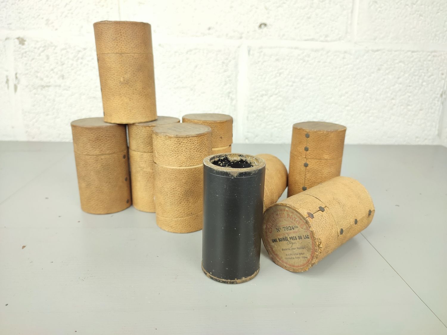 8 old wax music cilinders