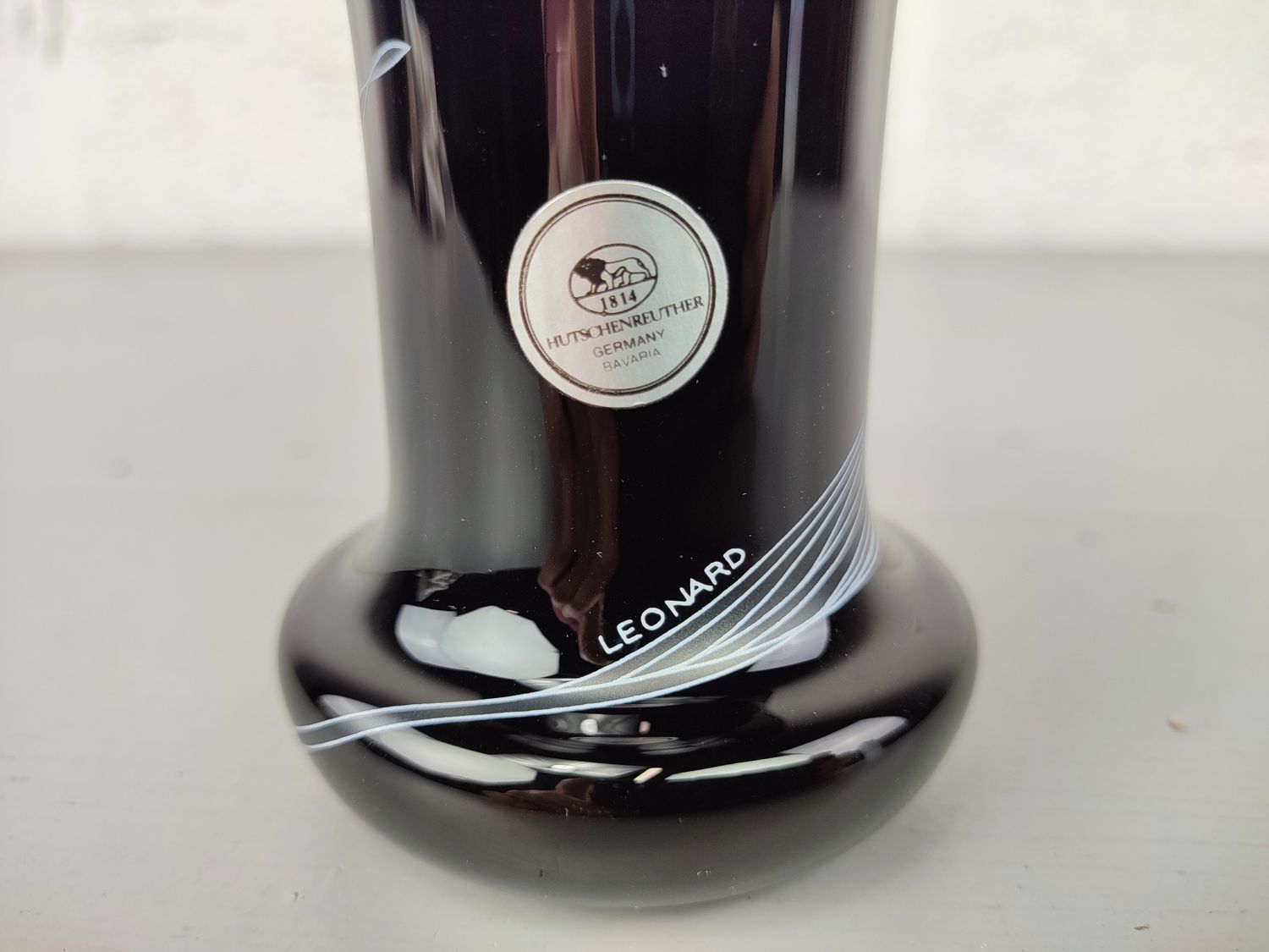 Black glass Hutschenreuther vase by Leonard