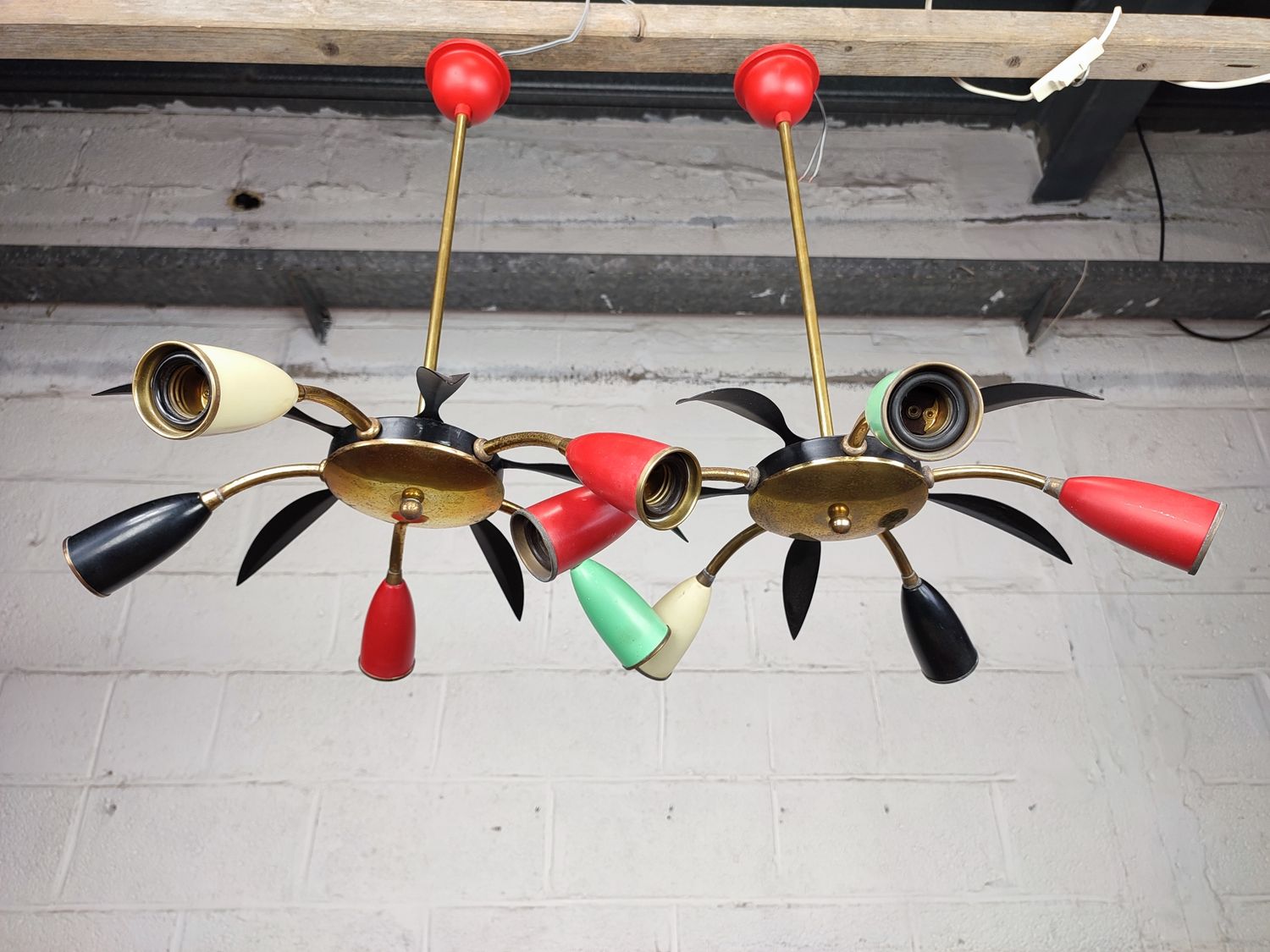 Pair of vintage spider lamps