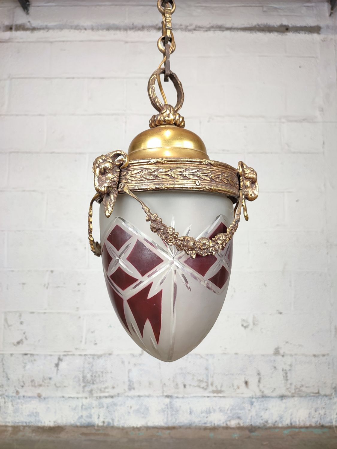 Antique neoclassical bronze hall lamp