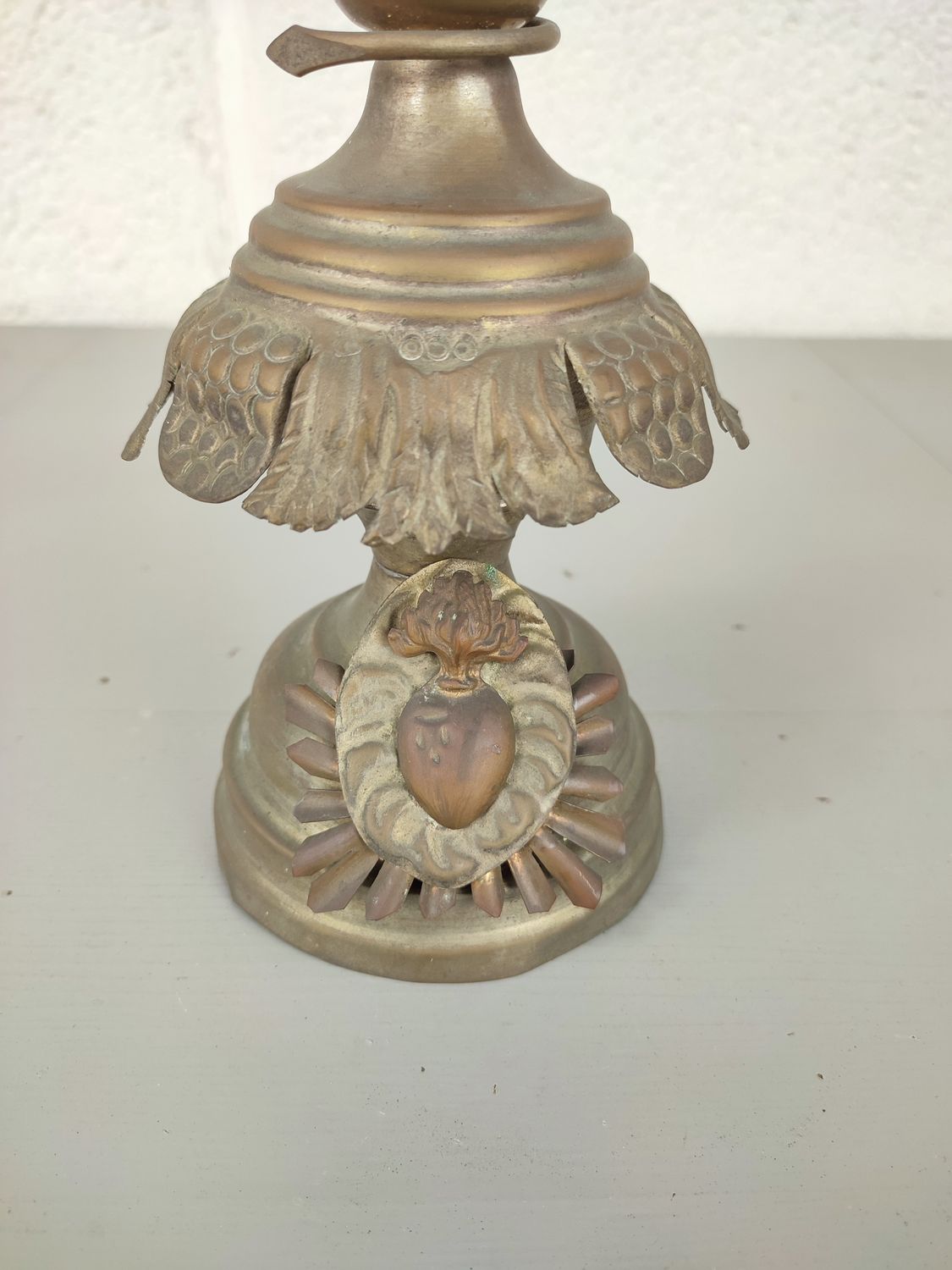 Antique brass standing crucifix