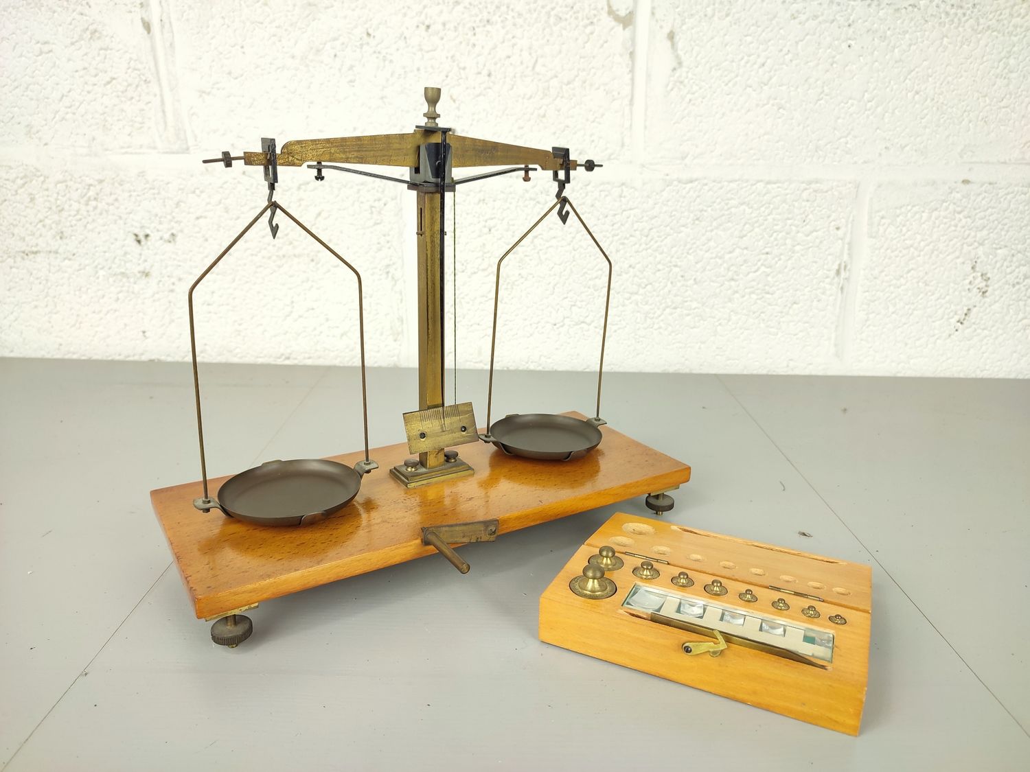 Old apothecary scale with weights