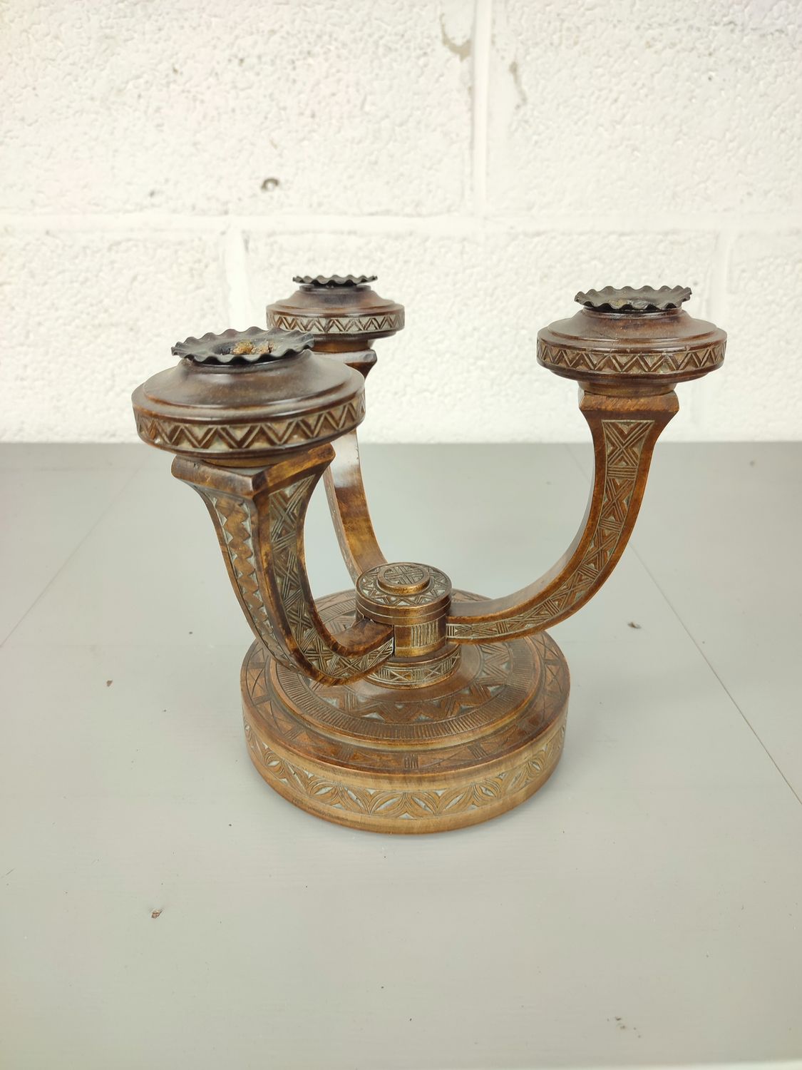 Sculpted wooden candelabra