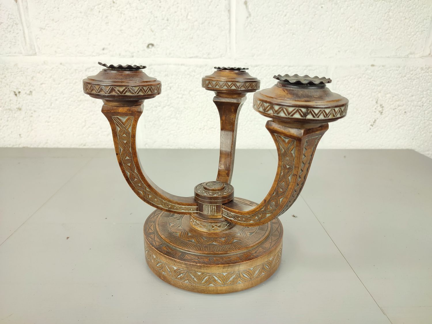 Sculpted wooden candelabra