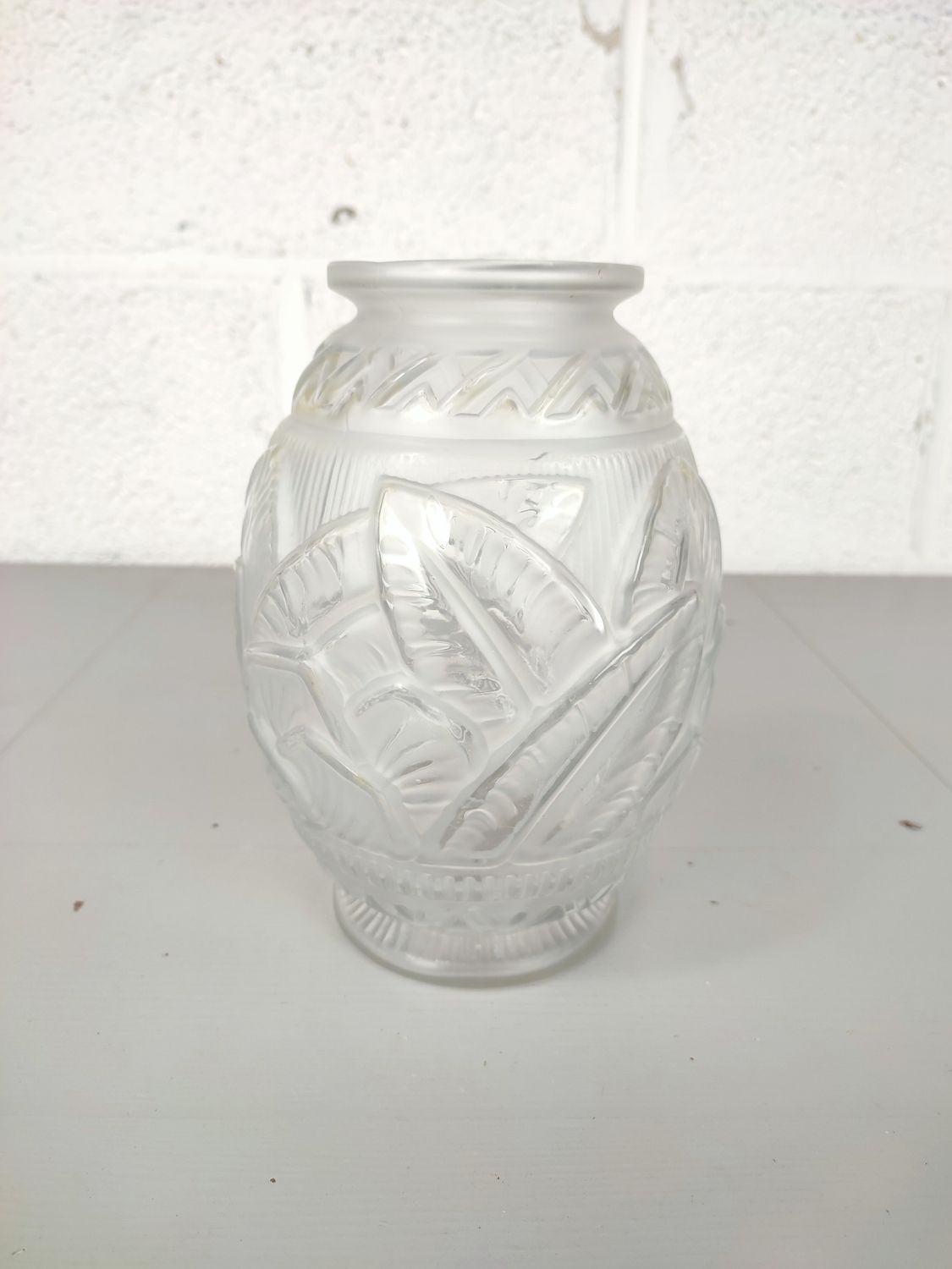 Signed art deco pressed glass vase Carrillo
