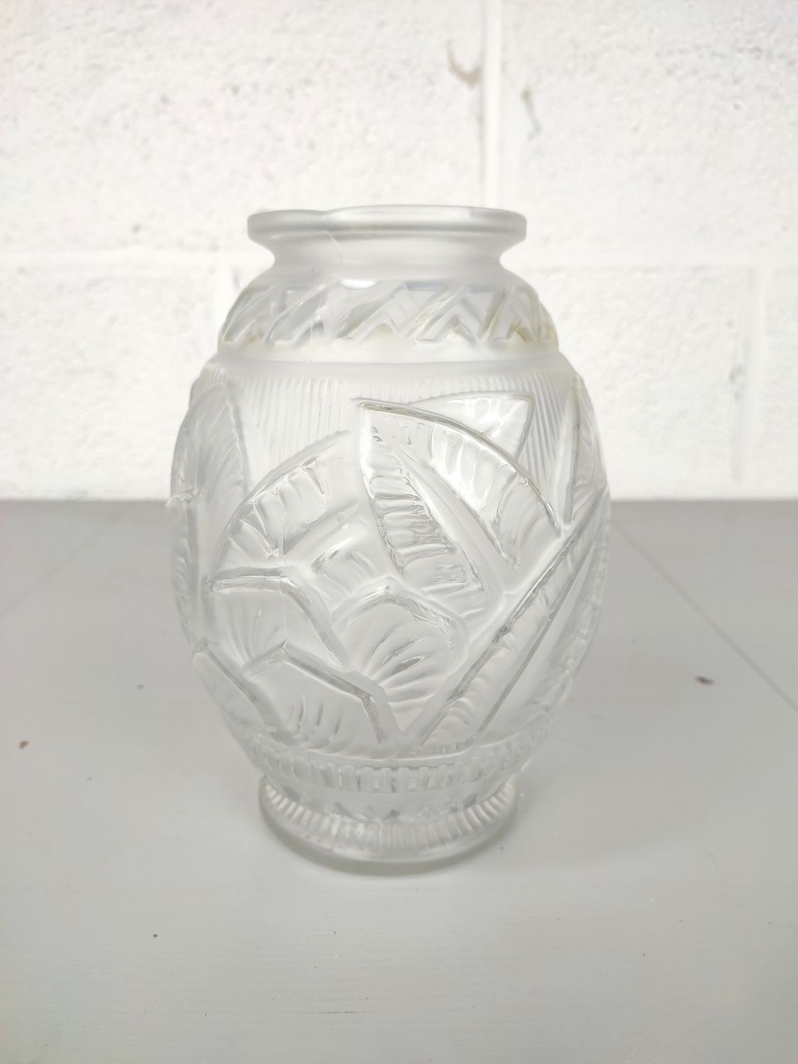 Signed art deco pressed glass vase Carrillo