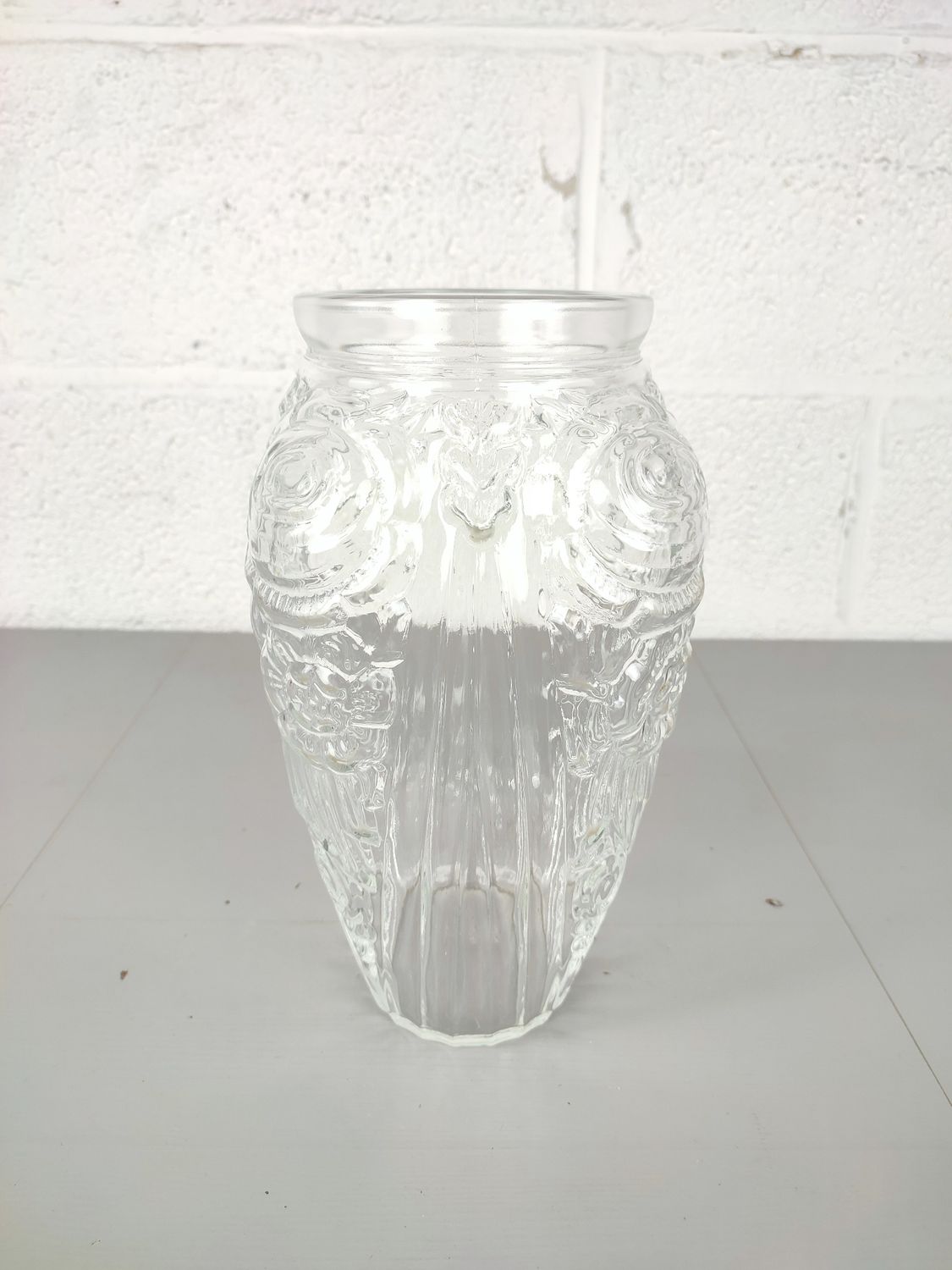 Large art deco pressed glass vase