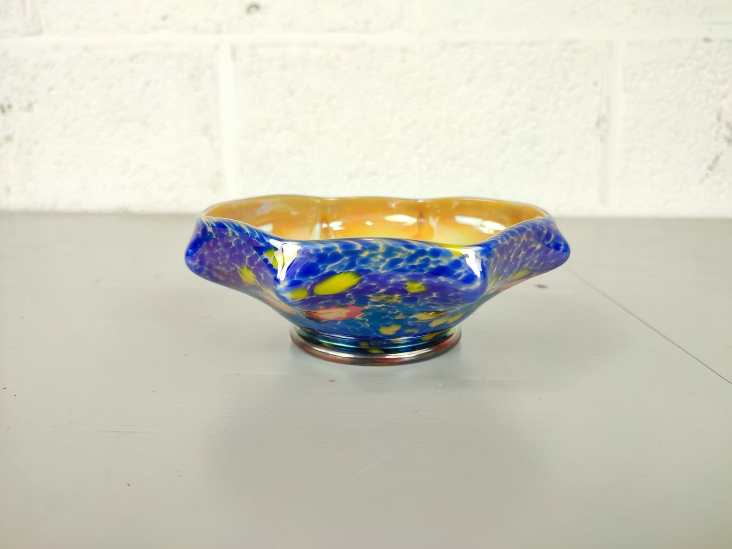 Antique glass Kralik millefiori bowl