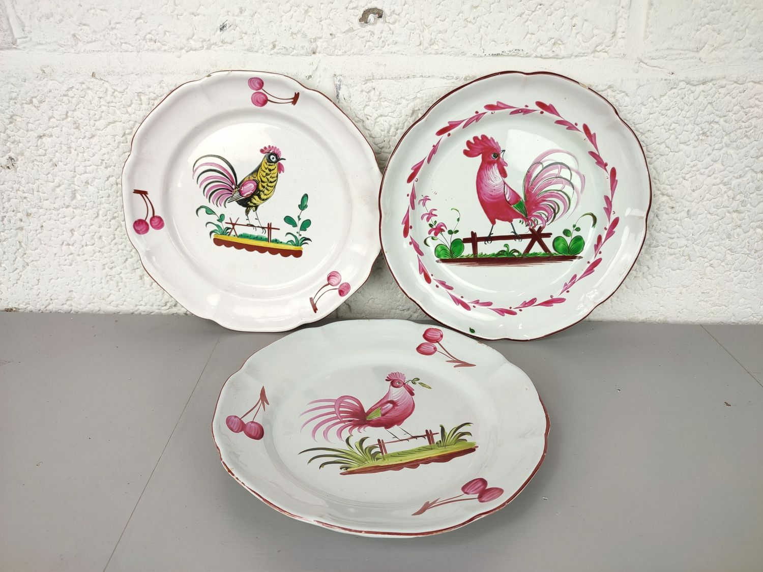 3 antique plates Les Islettes Strasbourg 1st half 19th century