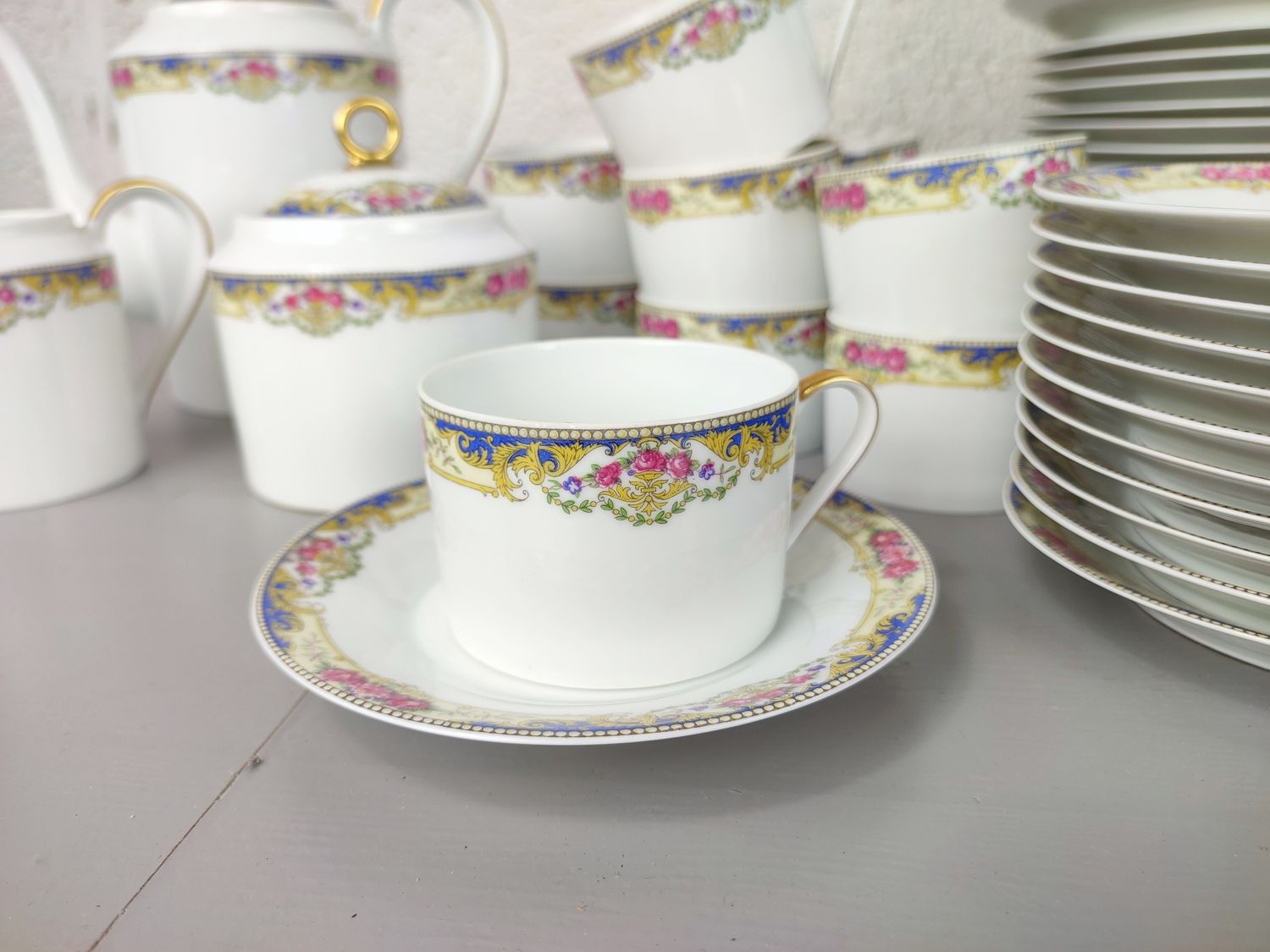 Large Limoges coffee and dinnerware set