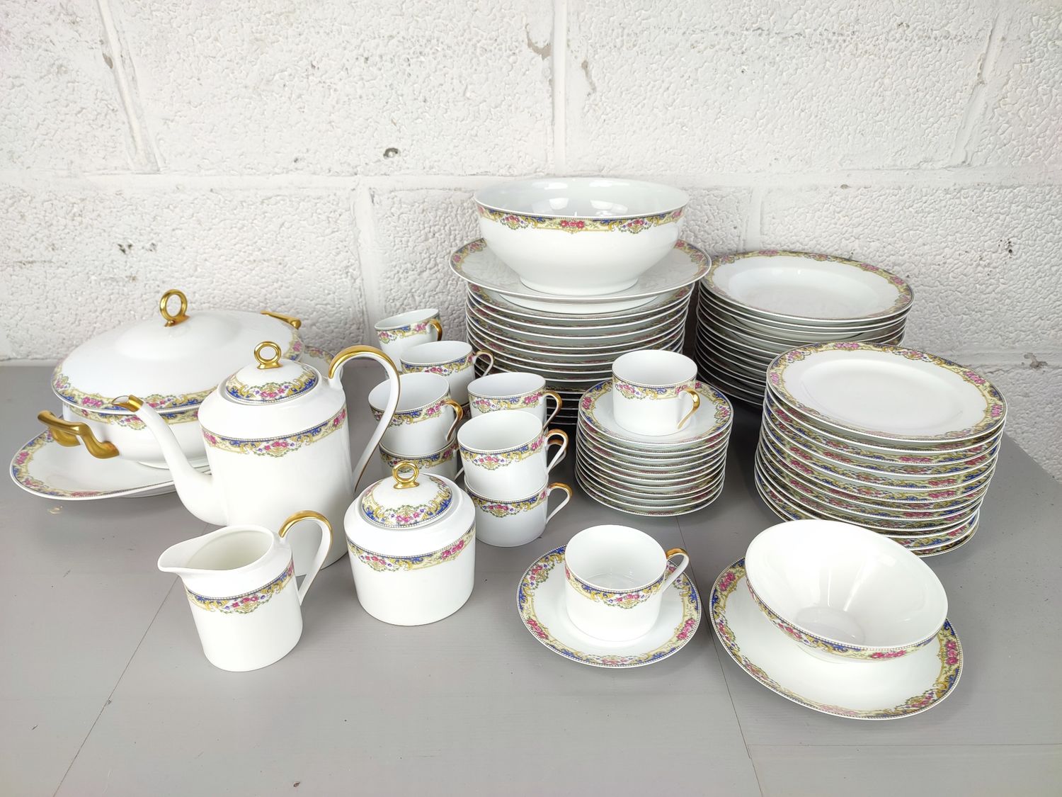 Large Limoges coffee and dinnerware set