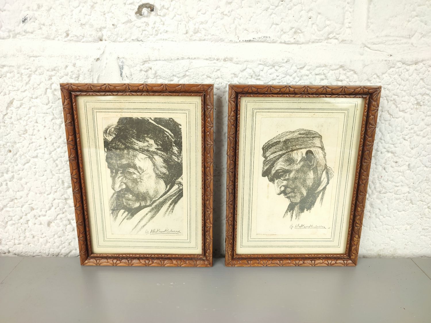 Gustave De Keukelaere - pencil - 2 small portraits