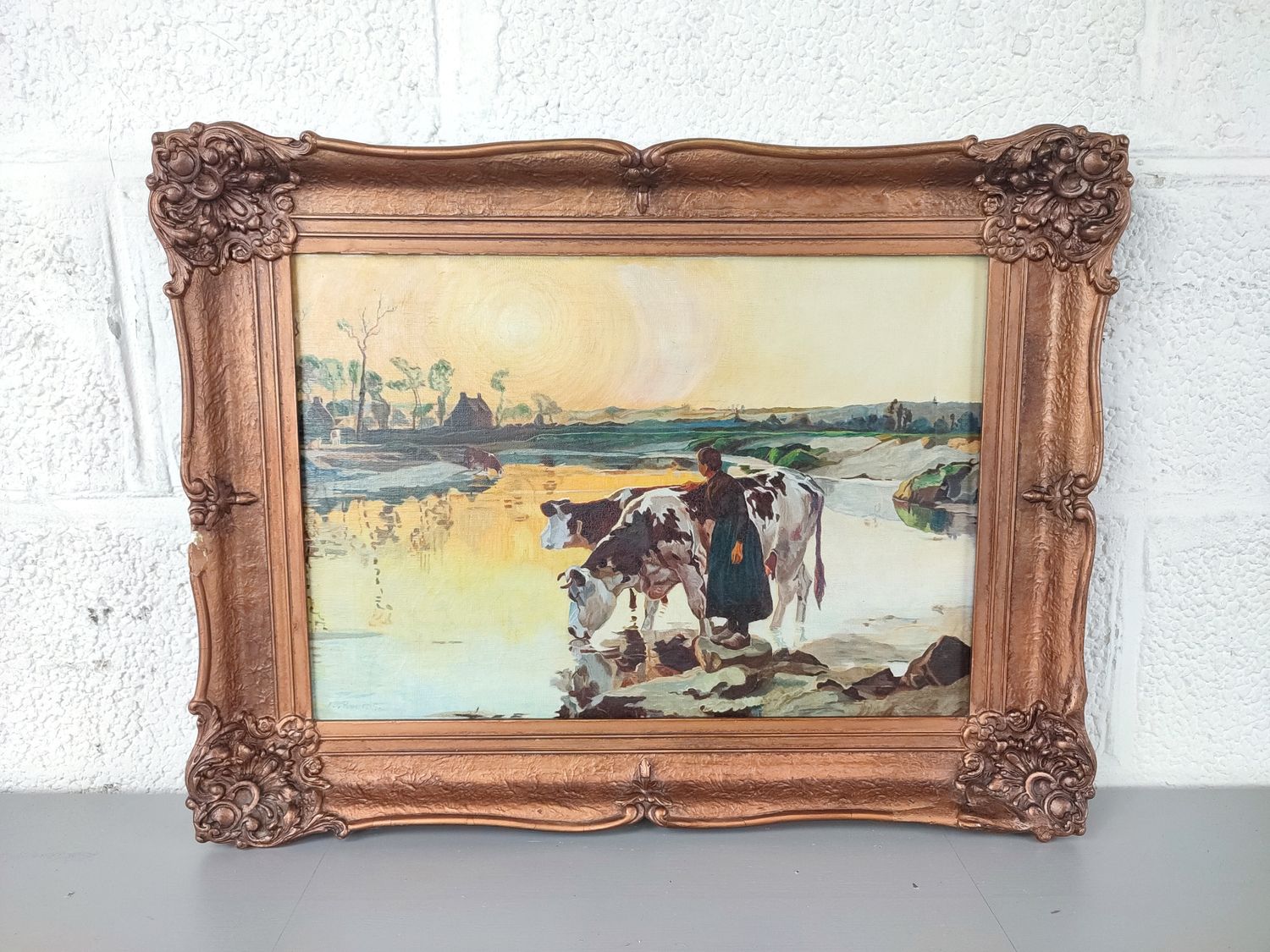 Painting - Lady with cows