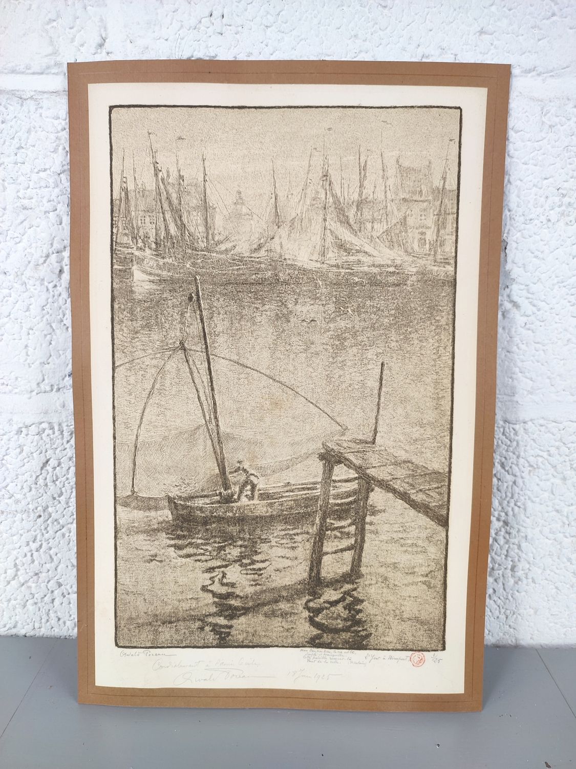 Oswald Poreau - Etching - The harbour of Newport