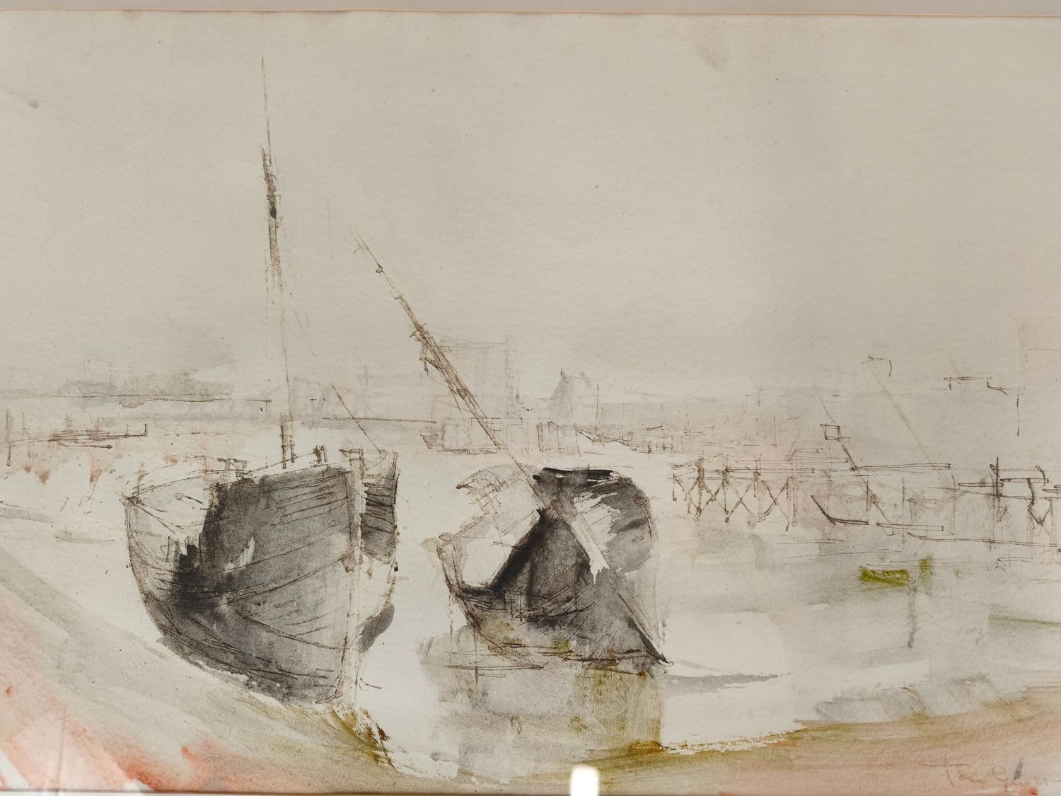 José van Gucht - watercolour - Boats on the beach