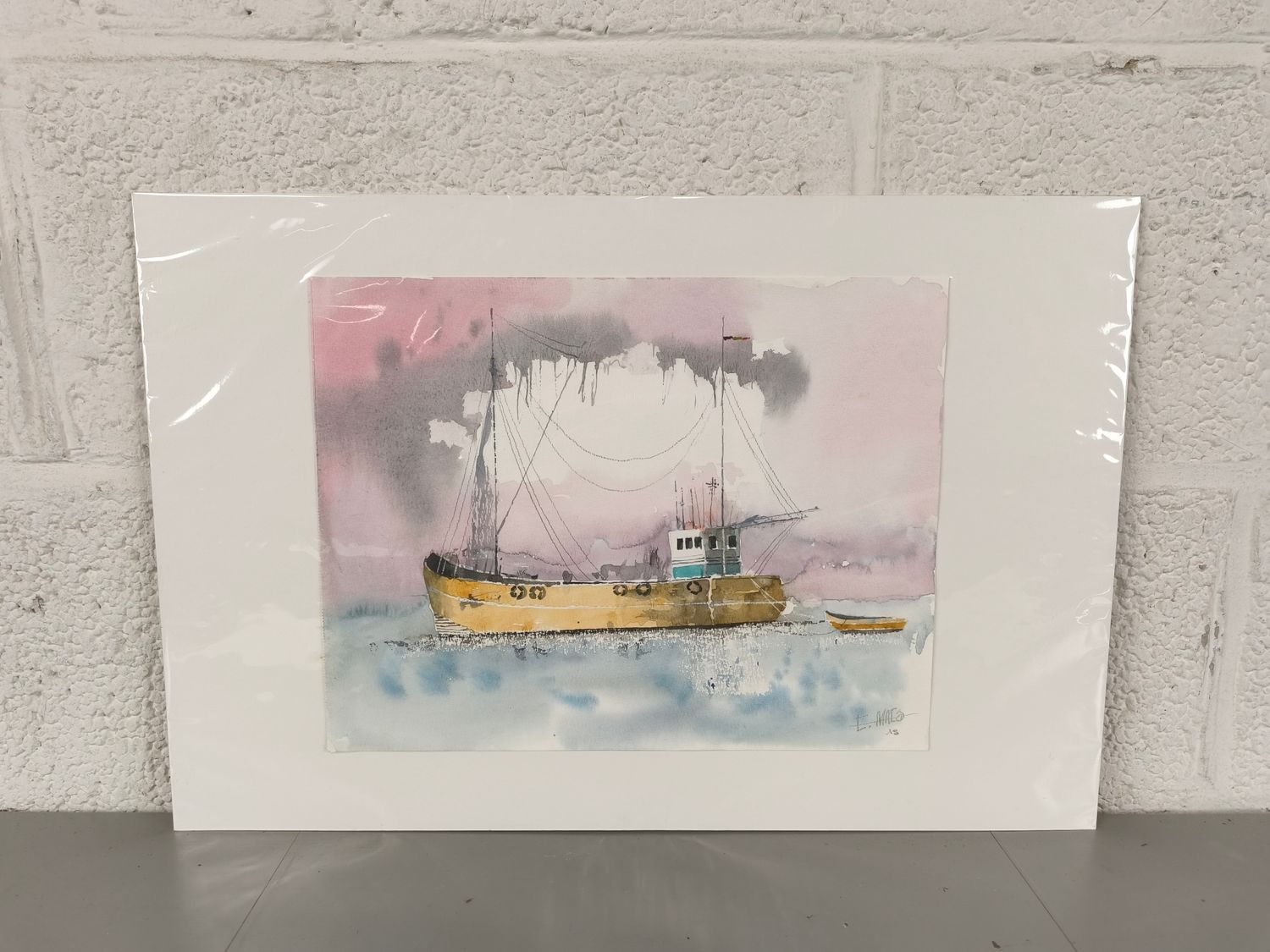 Etienne Maes - Aquarel - fishing boat