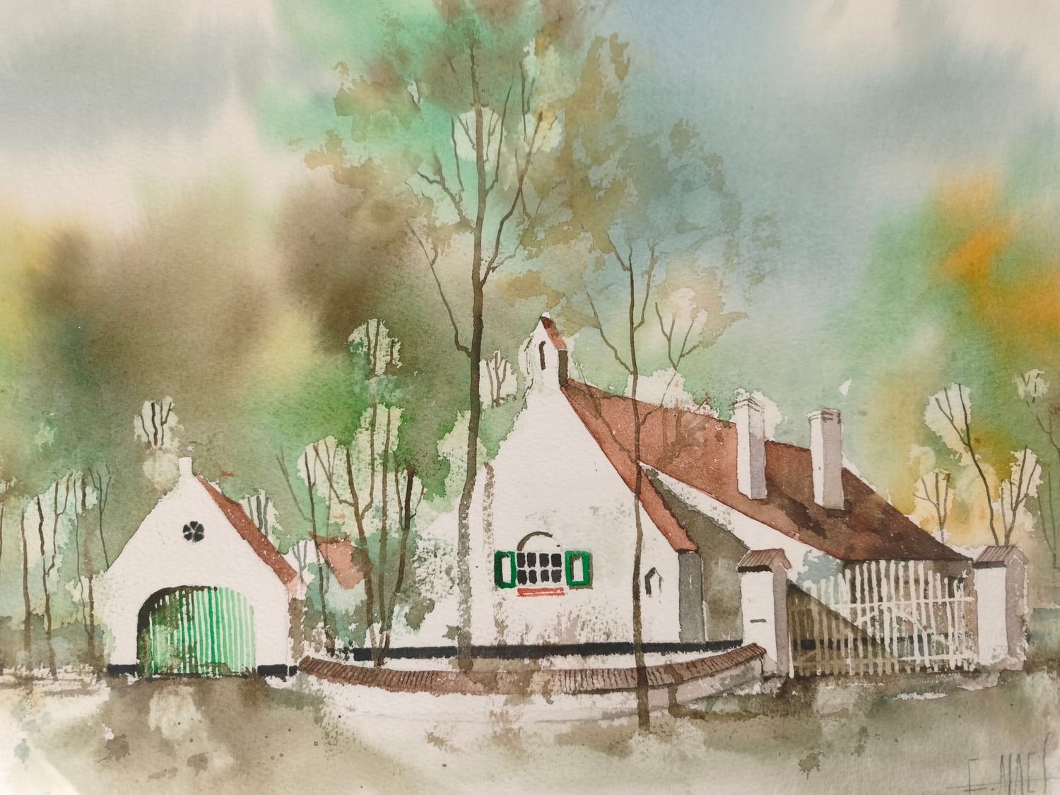 Etienne Maes - Aquarel - fishermans cottage
