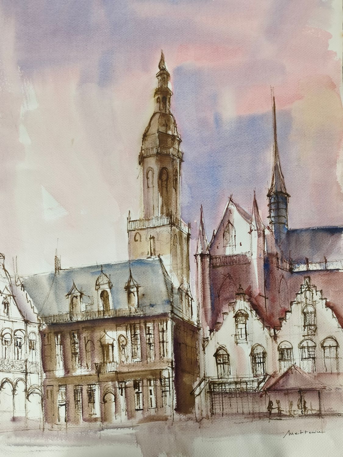 Michel Mettewie - watercolor - Veurne