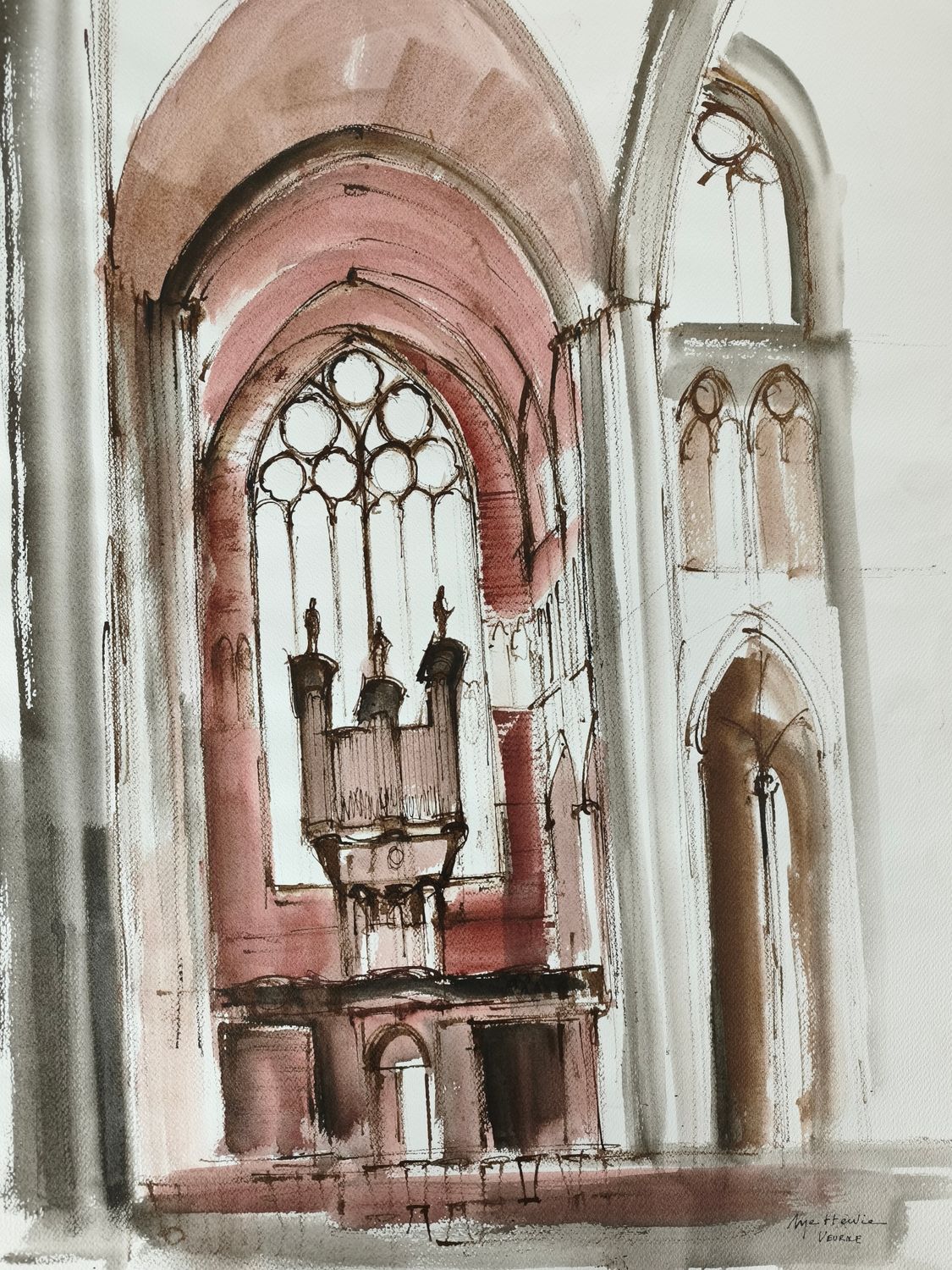 Michel Mettewie - watercolor - St. Walburga church
