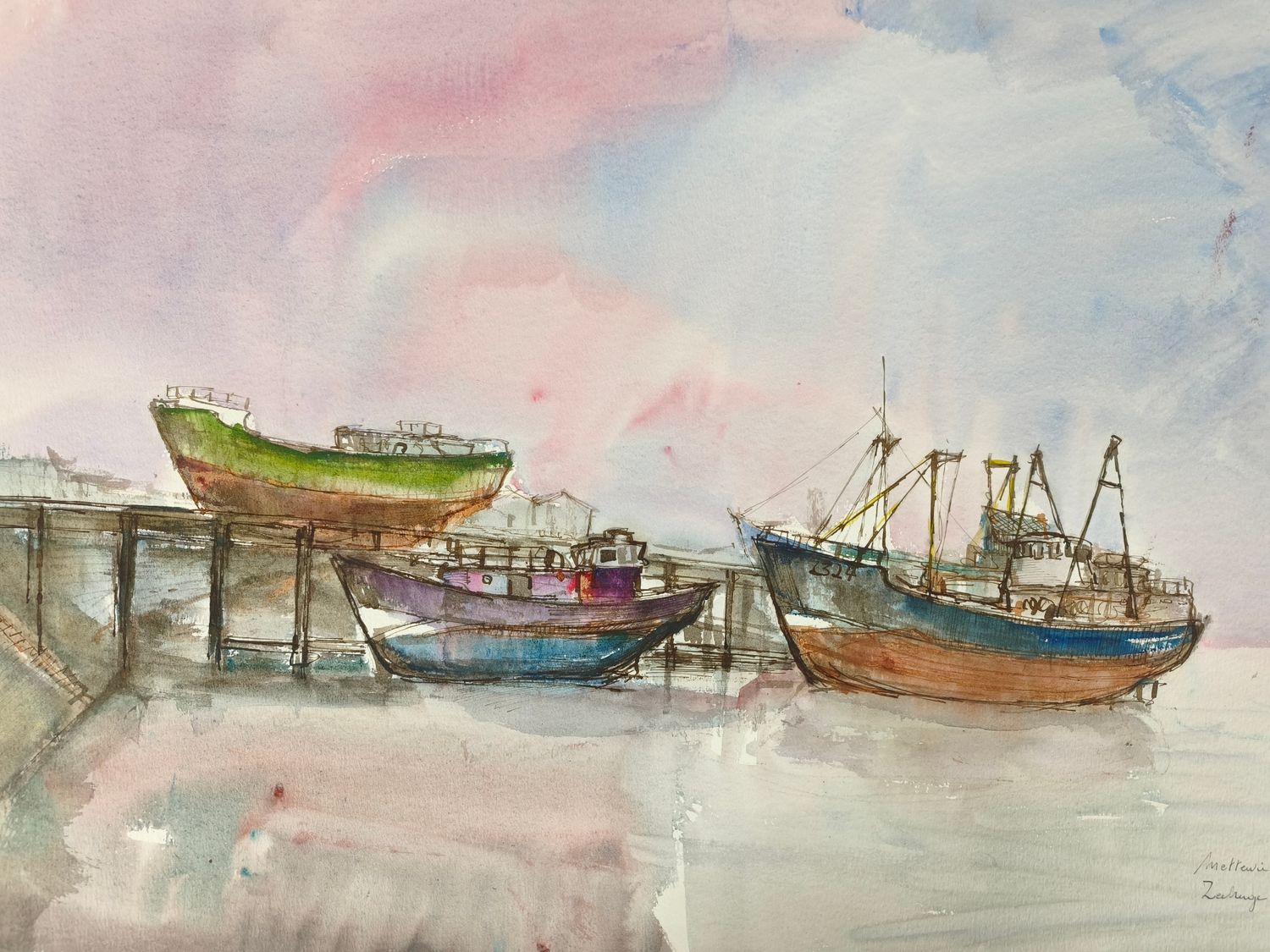 Michel Mettewie - watercolor - Seabruges