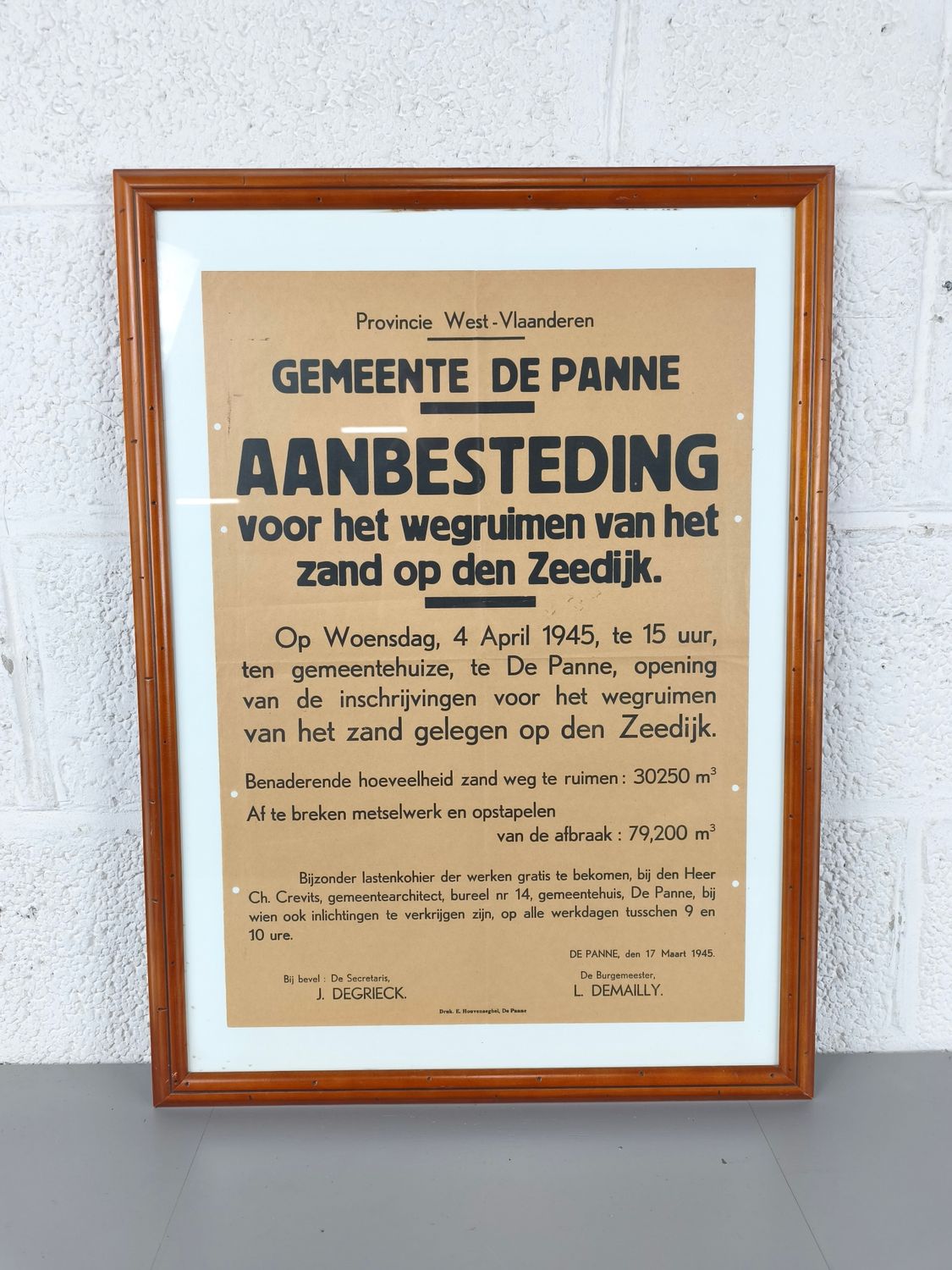 Tender fot the removal of sand in De Panne in 1945