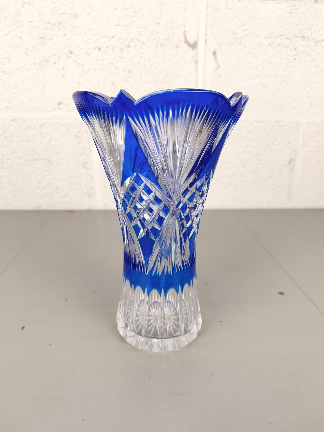 Blue crystal vase