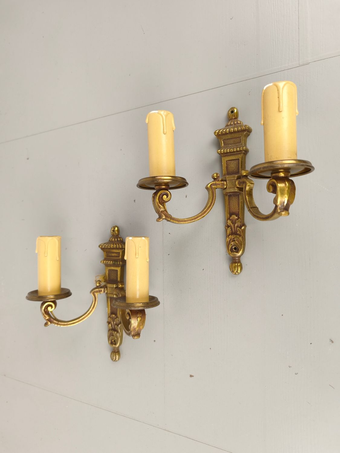 Pair of vintage brass wall lights