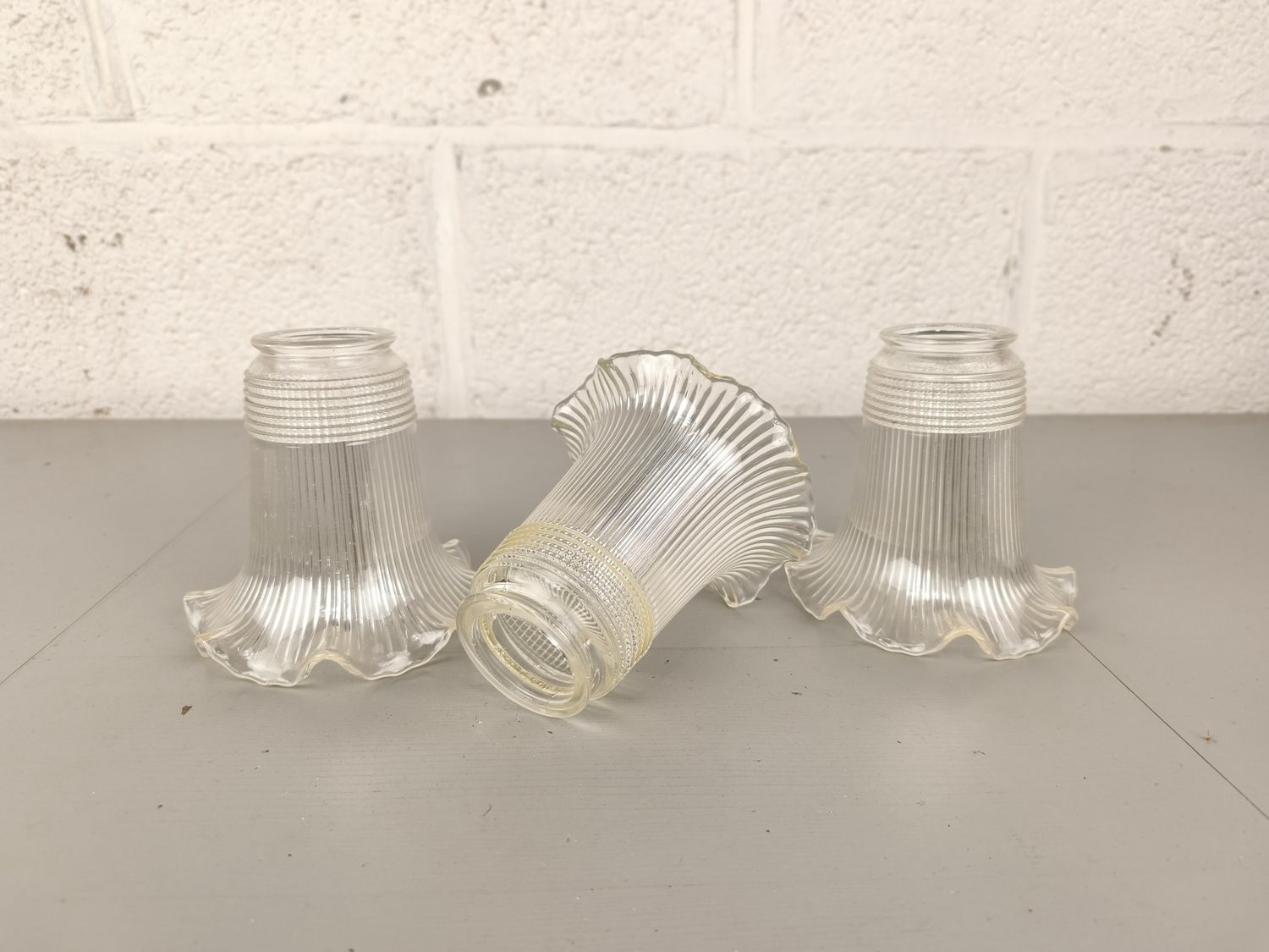 3 Opterophane glass lamp shades