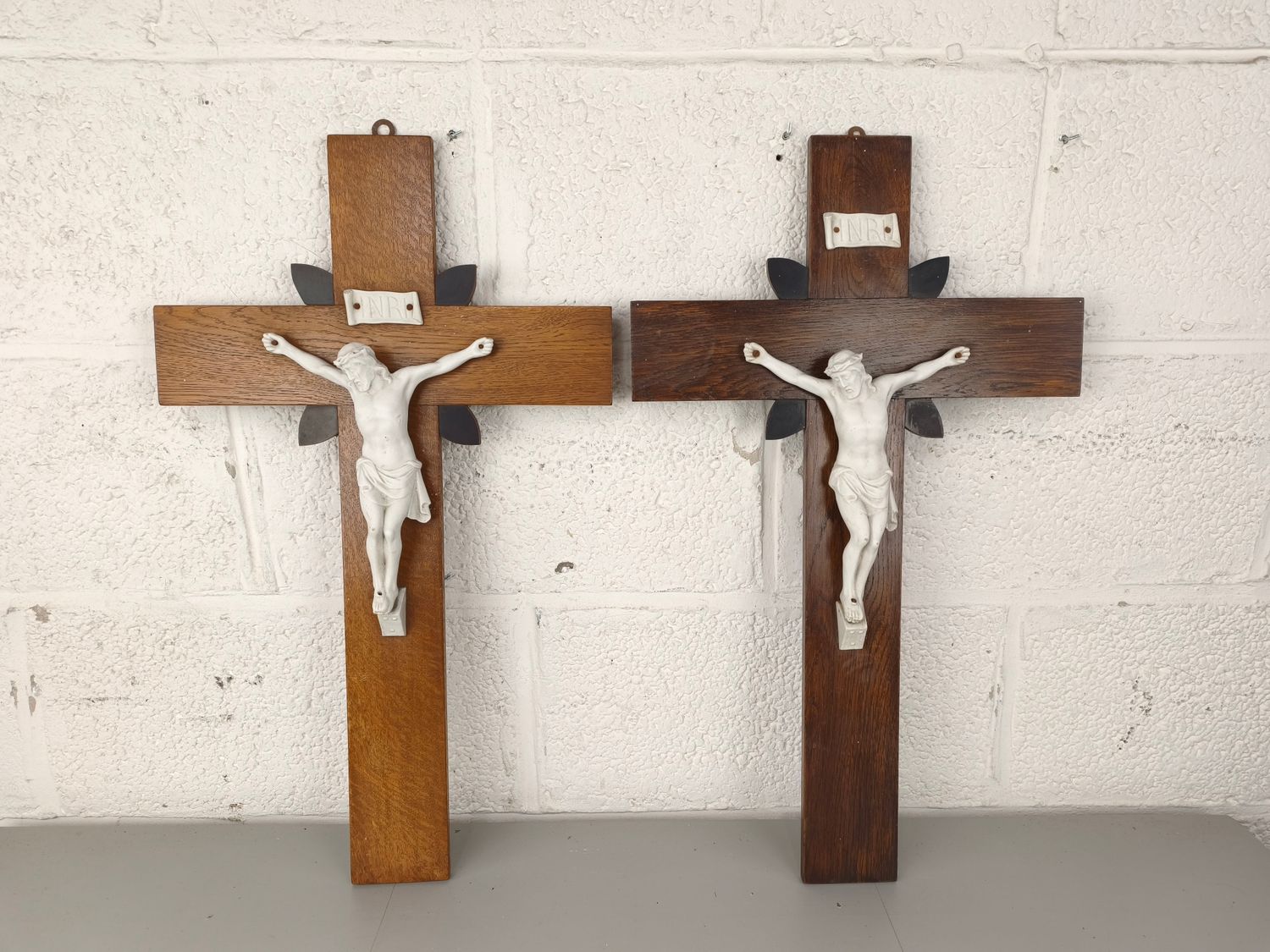 2 large wooden crucifixes