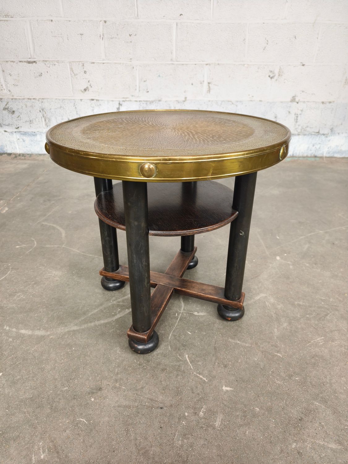 Side table with brass top