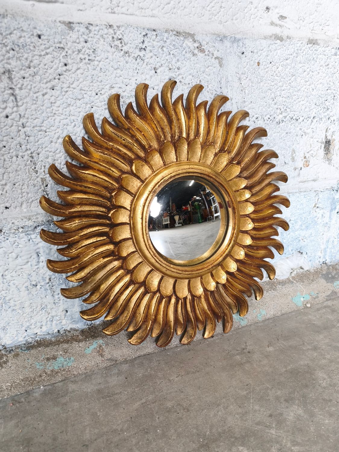 Gilt wooden sun mirror