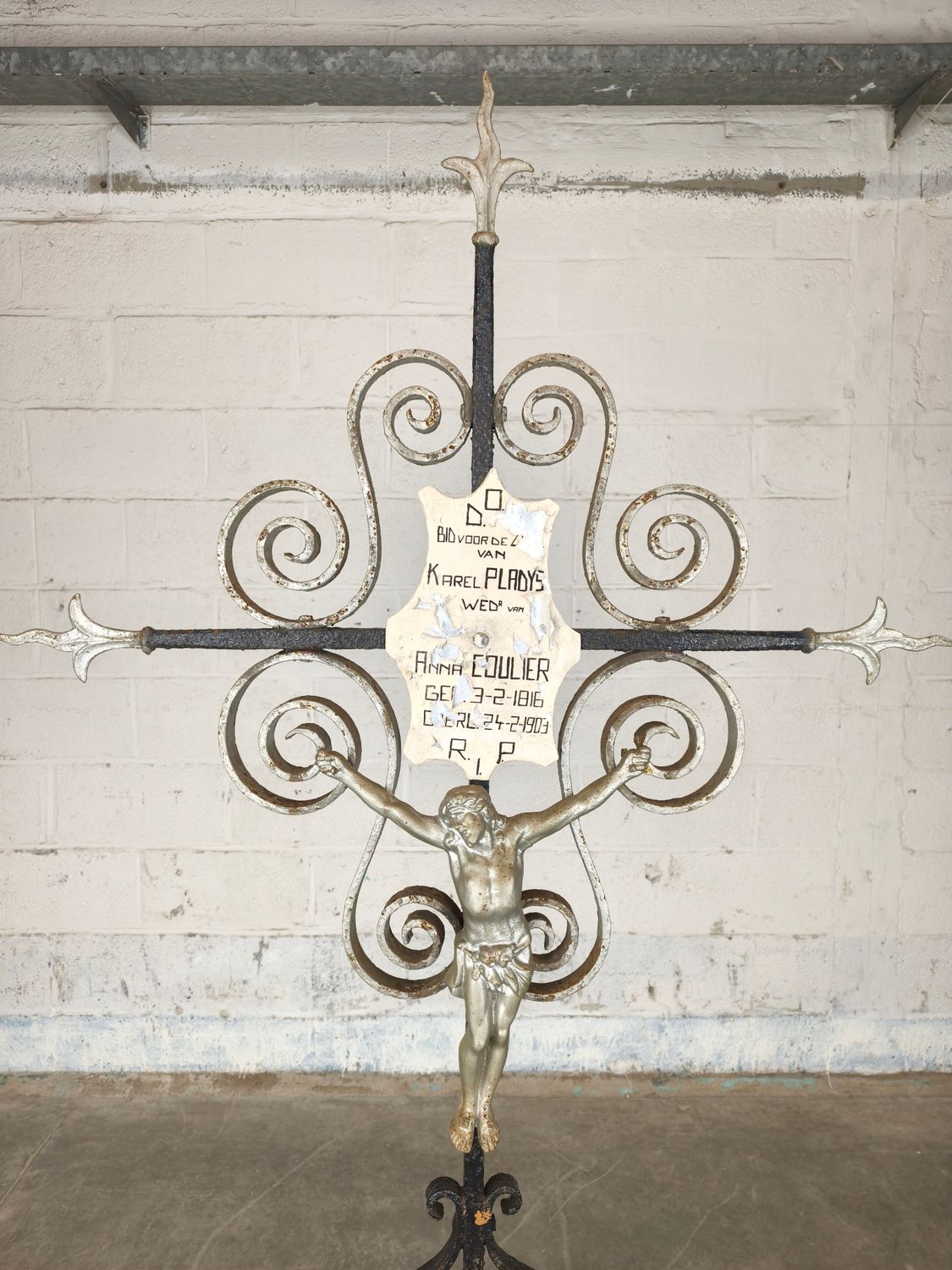 Large wrought iron grave cross