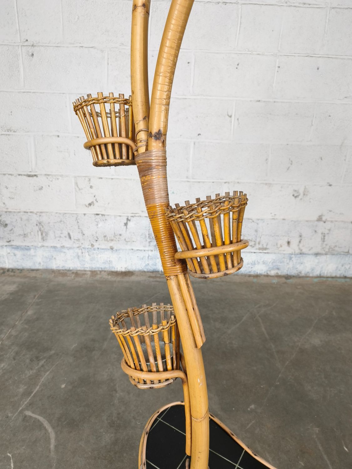 Vintage bamboo plant stand