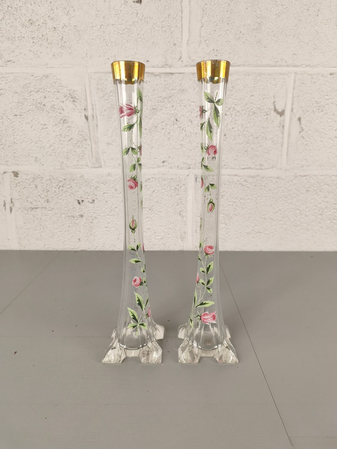 Pair of art nouveau soliflore vases