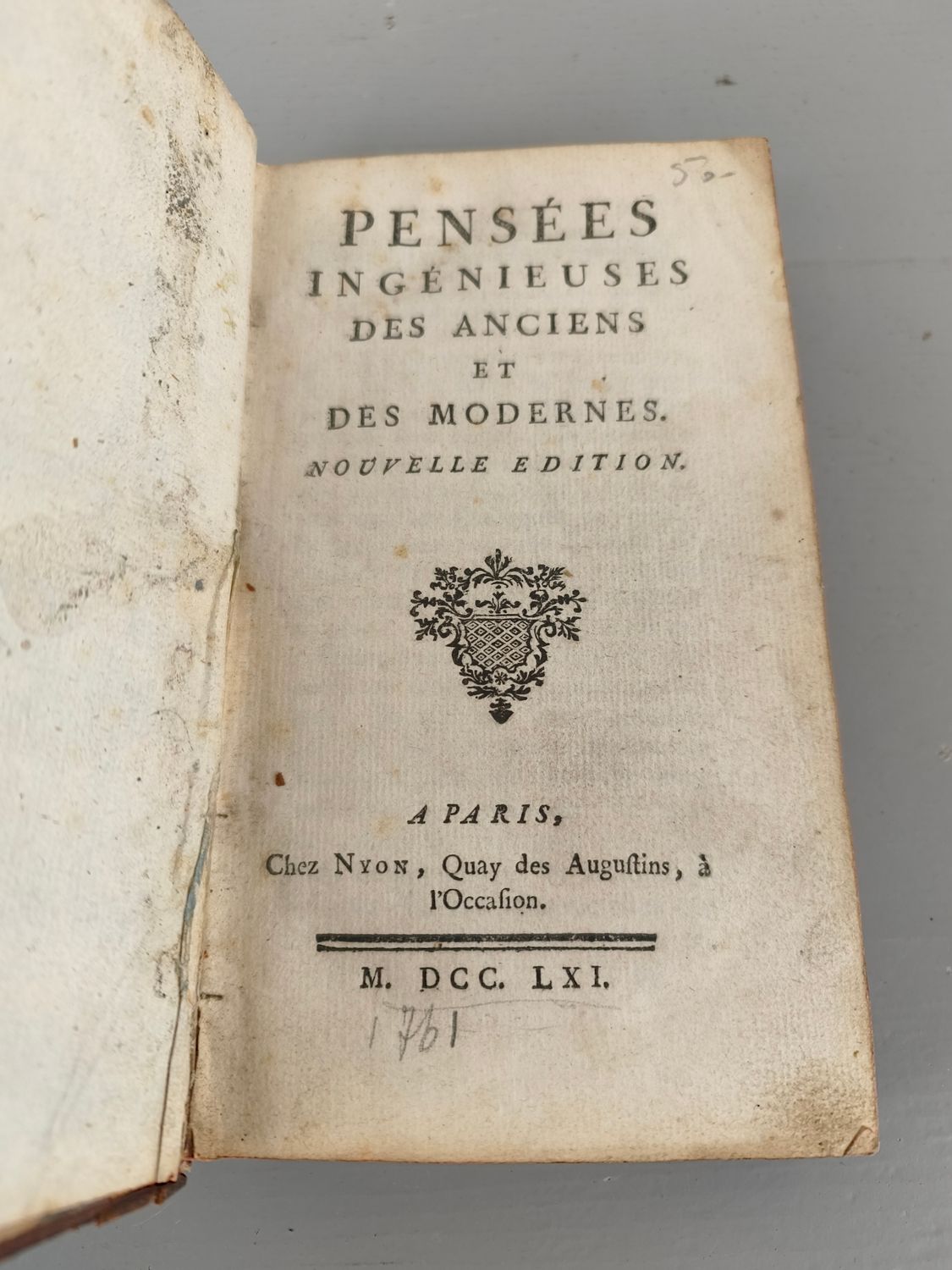 Boek - Pensées ingenieuses des anciens et des modernes - 1761