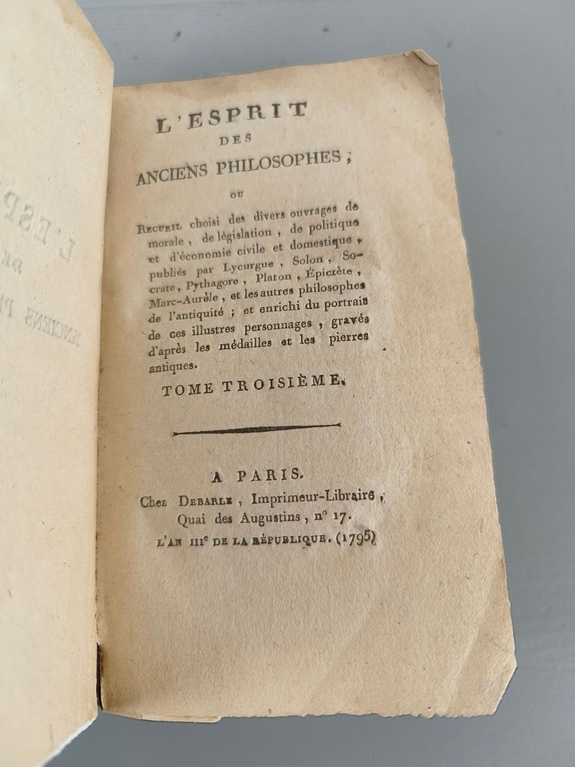 Boek - l'esprit des anciens philosophes - 1795