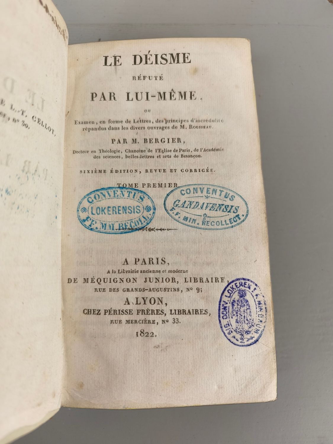 Boek - Le déisme réfuté par lui-même - M. Bergier - 1822