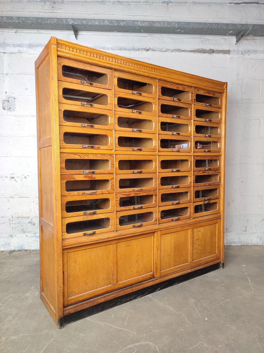 Large antique wooden shop cabinet