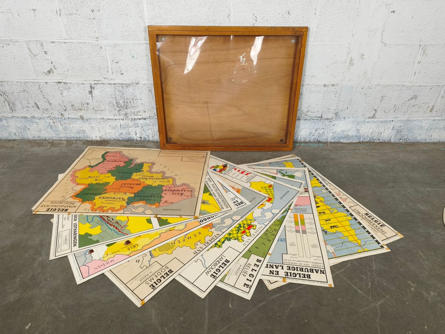 Wooden frame with school posters