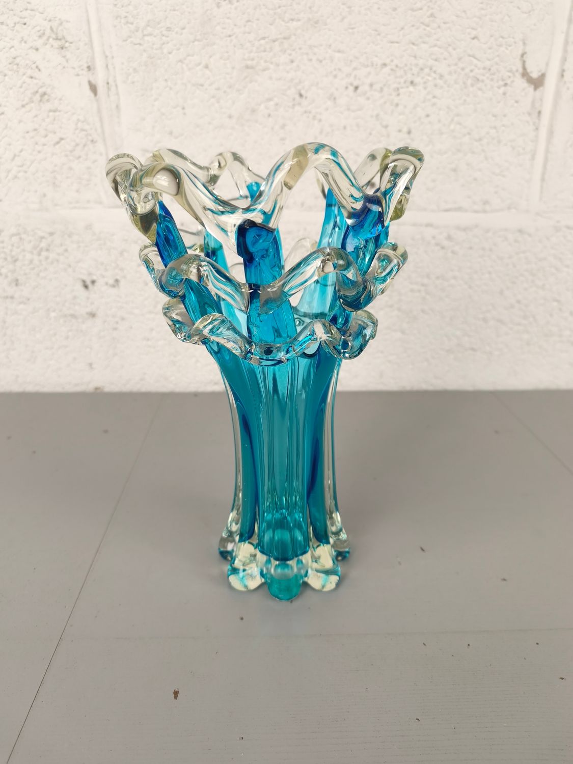 Large blue glass vase
