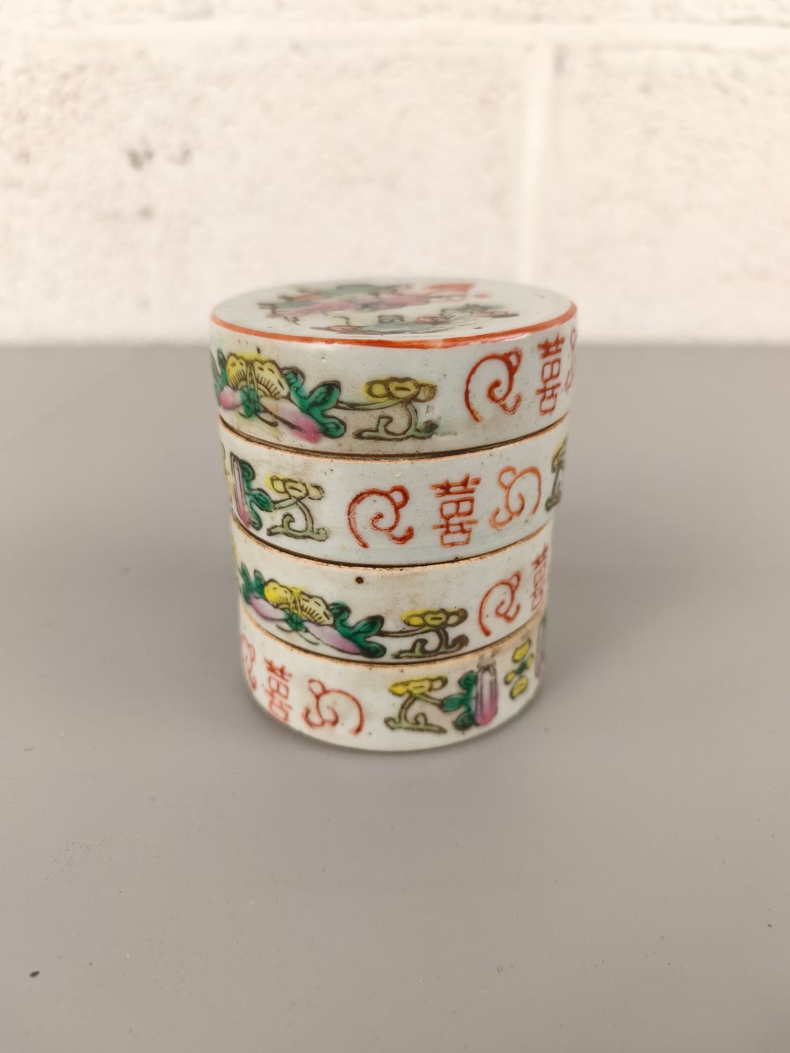 19th century Chinese porcelain stacking boxes