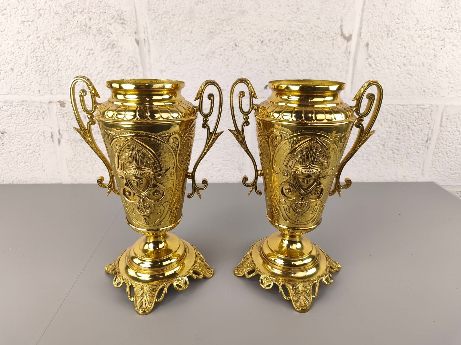 Pair of brass vases